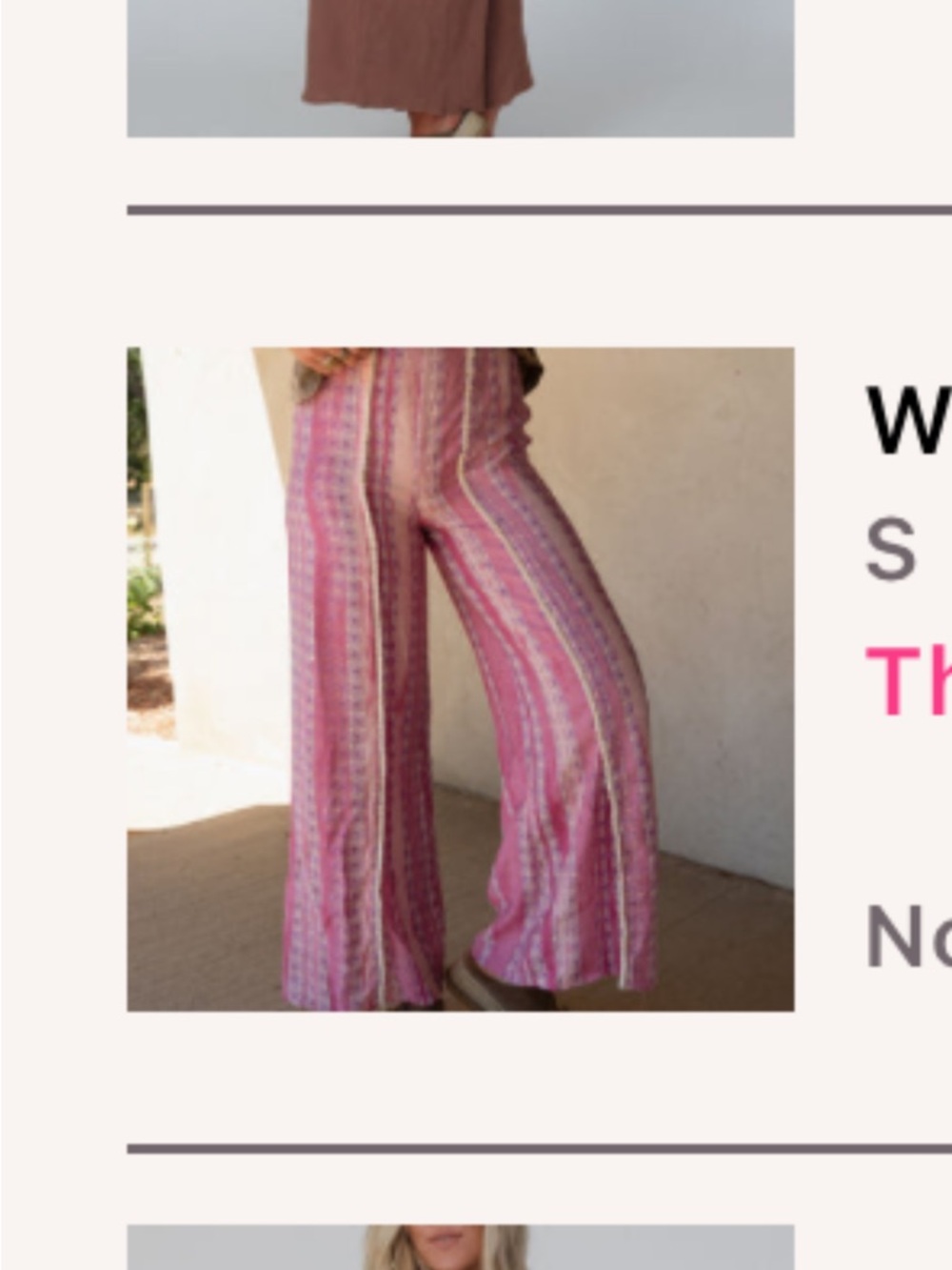 Three Bird Nest Pink Striped Wide-Leg Pants